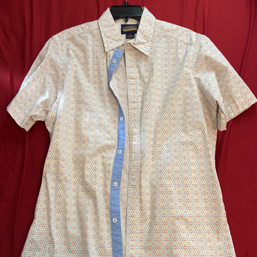 Cremieux Large White with pattern button up short sleeve shirt